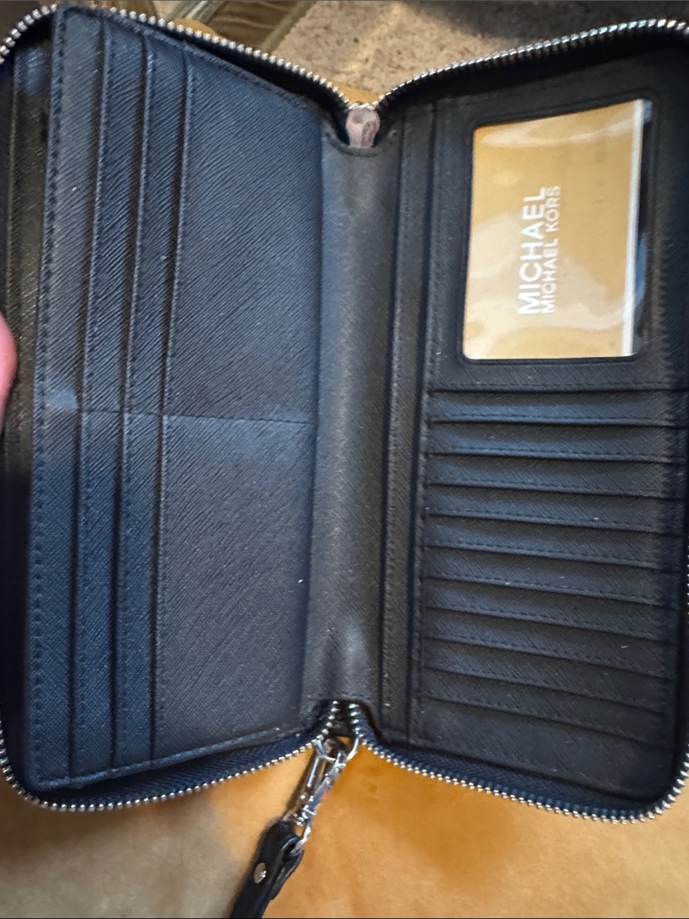 Michael Kors Black Pebbled Leather Wristlet Card Holder - Picture 4 of 4